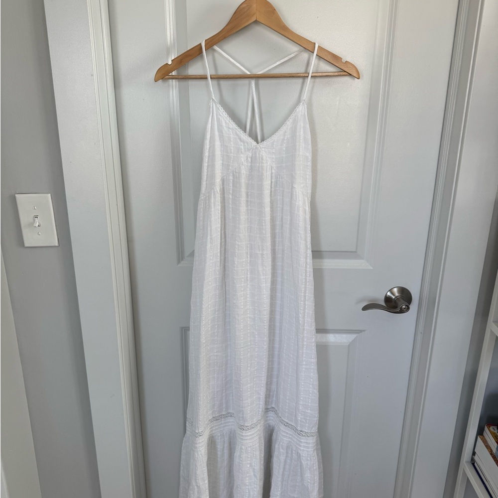Aerie White Textured Maxi Sundress